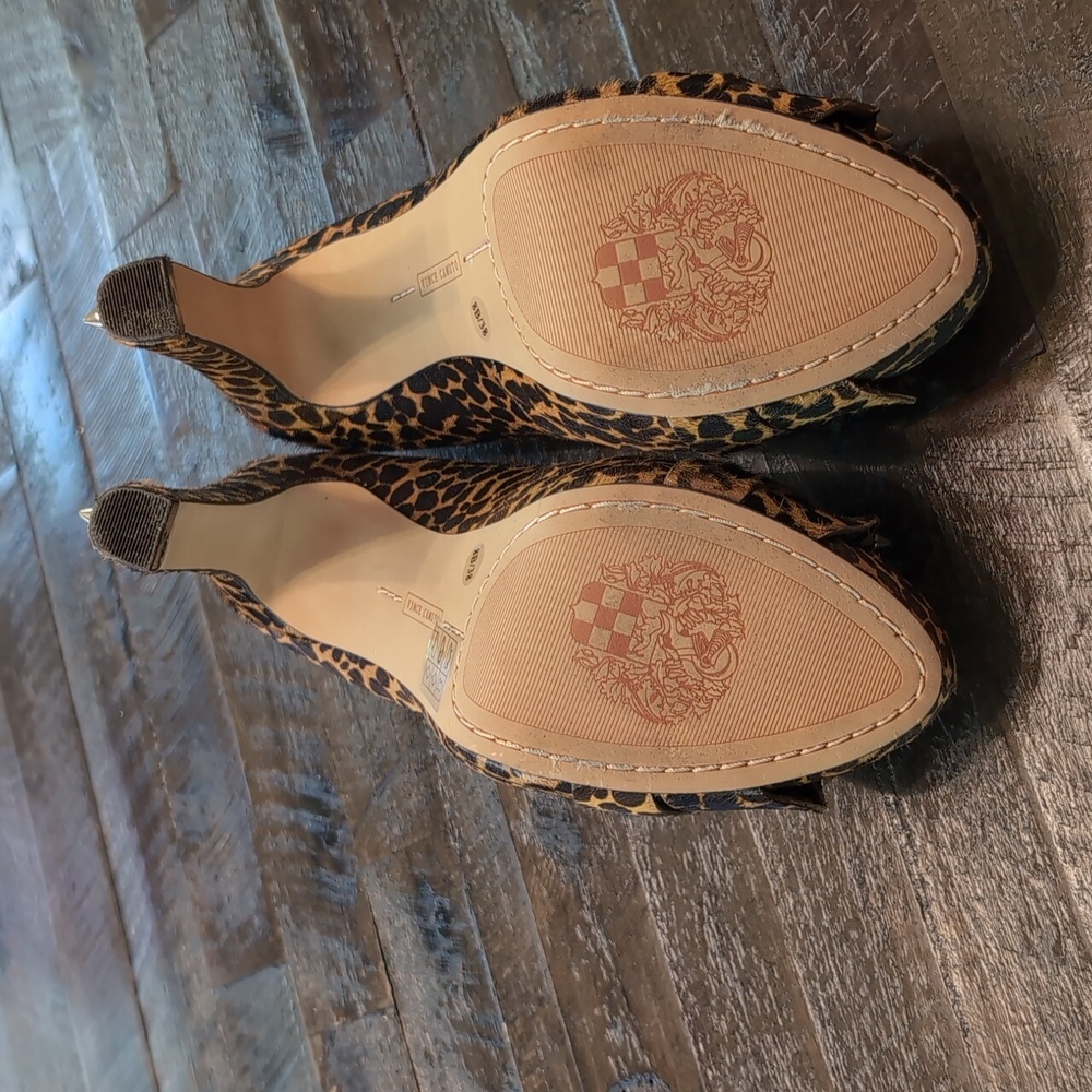 Vince Camuto Brown Leopard Print Heels with Spikes - Picture 6 of 11